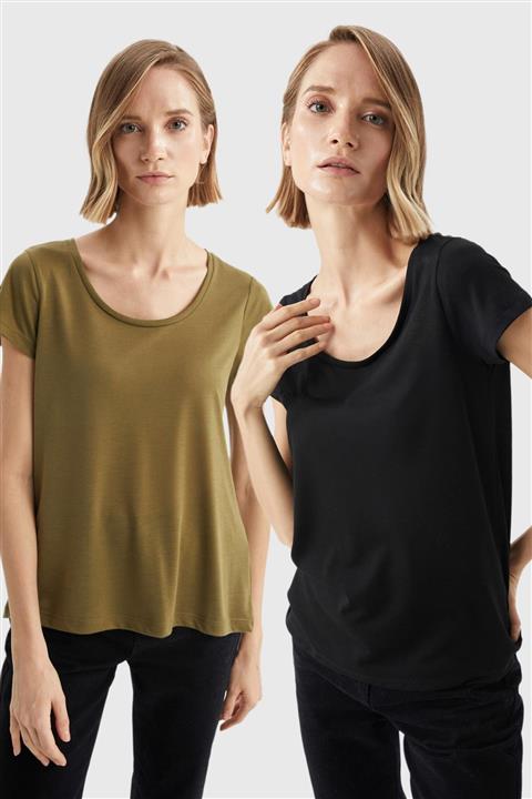 DeFacto Yuvarlak Yaka Regular Fit 2'li Tişört