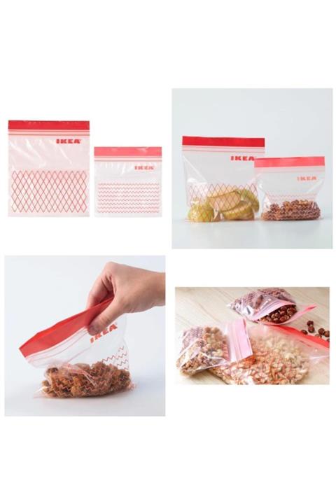 IKEA Istad Buzdolabı Poşeti Saklama Kabı 60 Adet Kırmızı
