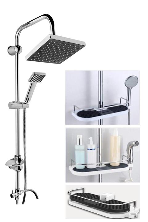 morponi Robot Kare Tepe Duş Sistemi Çok Fonksiyonlu Yağmurlama Raf Tutuculu Duş Seti