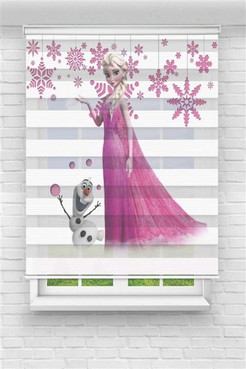 ARİSHOME Pembe Elsa Baskılı Çocuk Odası Stor Zebra Perde -çocuk Bebek Odası-çocuk Odası Baskılı Zebra Perde