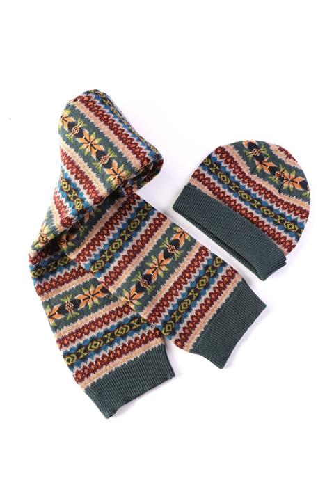 Ferraro Erkek Haki Merino Yün Atkı Bere Takımı