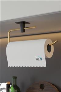 Bino Gold Paslanmaz Dolu Çelik, Kağıt Rulo Havluluk, Peçetelik, Yapışkanlı Tasarım, Banyo Askısı