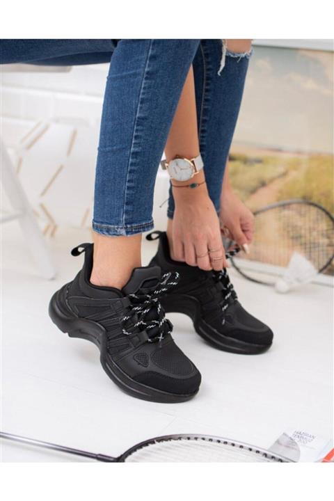 TUGGON Kadın Siyah Dolgu Spor Ayakkabı