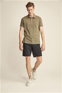 GRIMELANGE Noah Erkek Haki Polo Yaka Slim Fit T-shirt