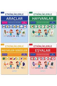 GOFTEM Etkinliklerle Öğreniyorum Seti - Türkçe Ingilizce - 200 Çıkartma - 96 Sayfa - 4 Kitap / 3 4 5 6 Yaş