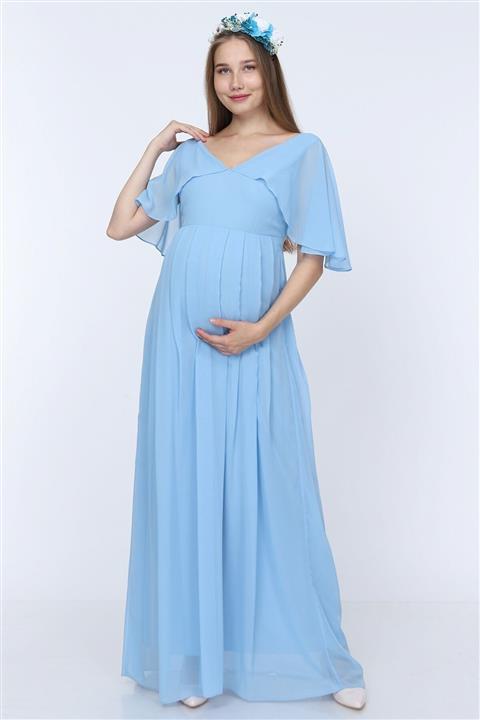 Moda Labio Melek Kol Hamile Elbisesi Bebe Mavi
