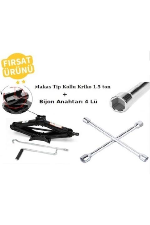 Redno Oto Kriko Mekanik Kollu 1.5 Ton + Bijon Anahtarı 4 Lü Istavroz Set