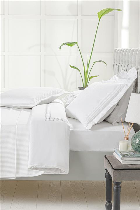 English Home Chain Dokuma Tek Kişilik Yatak Örtüsü Takımı 160x240 Cm Beyaz