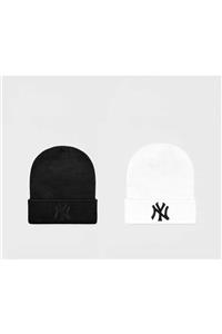 NuxFah Ny New York Siyah Beyaz Bere Ikili Set Unisex