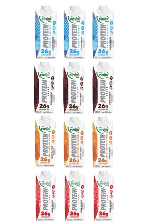 Pınar Protein Süt Karışık Set 500 ml X 12 Adet