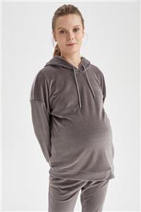 DeFacto Kapüşonlu Hamile Comfort Fit Kadife Sweatshirt