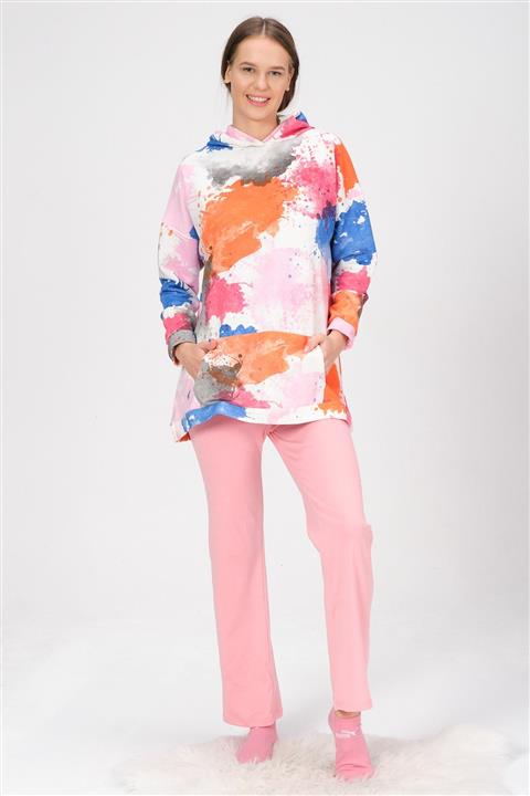 PrettyChic Hamile Kapüşonlu Sweatshirt Alt Üst Eşofman Takımı