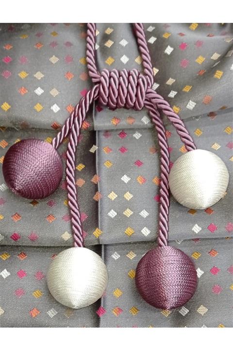 serART Perde Bağcık Tavan Braçhol Mürdüm Krem