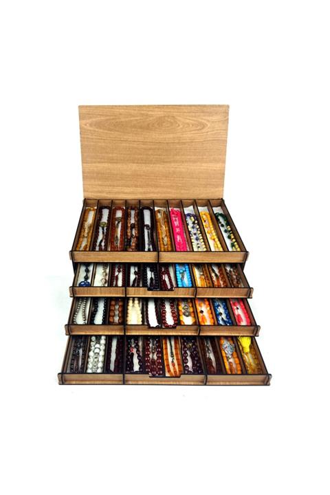 SapSucker 4 Katlı  Mdf Ahşap Lazer Kesim Tesbih Kutusu