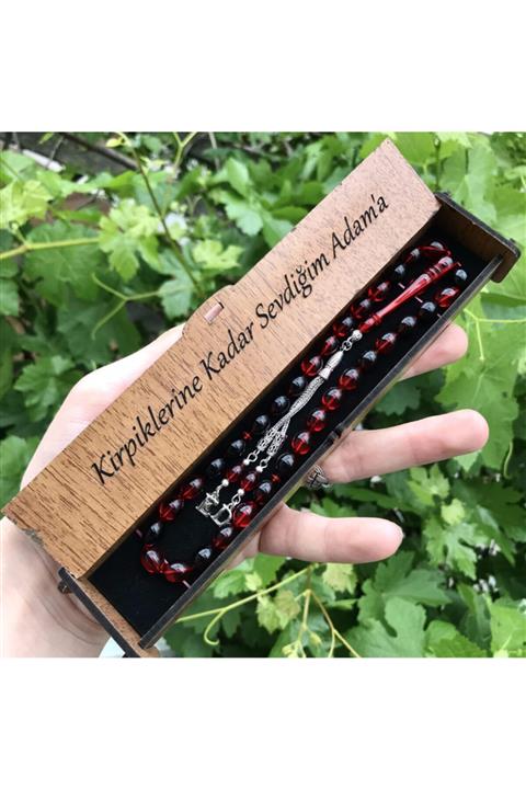 KANUNİ TESBİH Harfli Tesbih, Kutulu Tespih, Kırmızı Siyah Tesbih