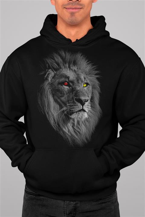 GrafikModa Siyah Unisex Gs Aslan Hoodie Aslan Kapüşönlu Sweatshirt