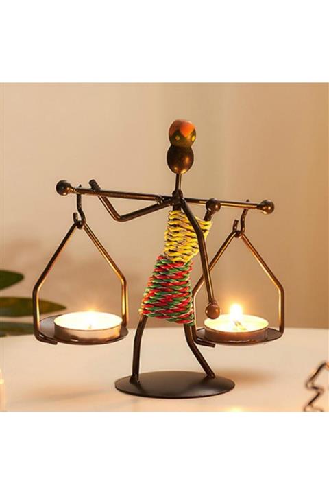 SUME Kadın Figürlü Metal Ferforje Tealight Mumluk Ev Dekoru Süs