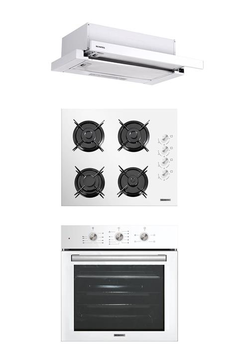 KUMTEL Beyaz Aspiratörlü Turbo Ankastre Set