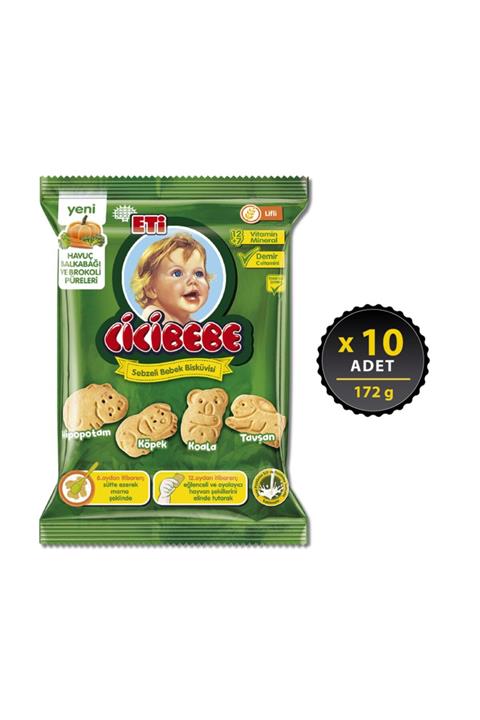 Eti Cicibebe Sebzeli Bebek Bisküvisi 172 g x 10 Adet