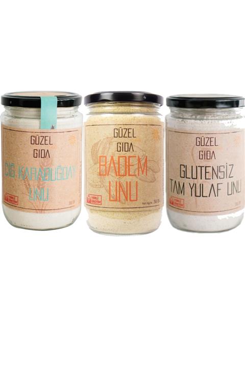 Güzel Gıda Hamur Işi Badem-tam Yulaf-çiğ Karabuğday Unu Toplam 1000 Gr