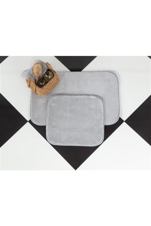 Madame Coco Carol 2'li Banyo Paspası - Gri - 50x80 45x50 Cm