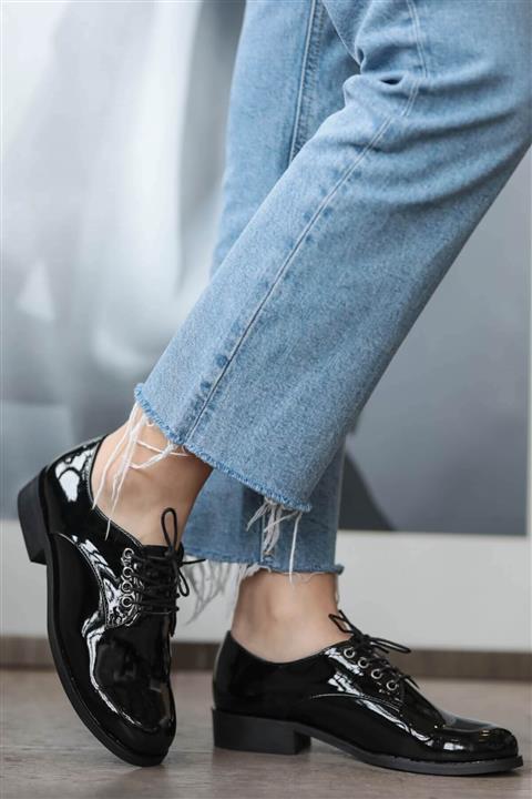 Mio Gusto Berta Siyah Rugan Oxford Ayakkabı