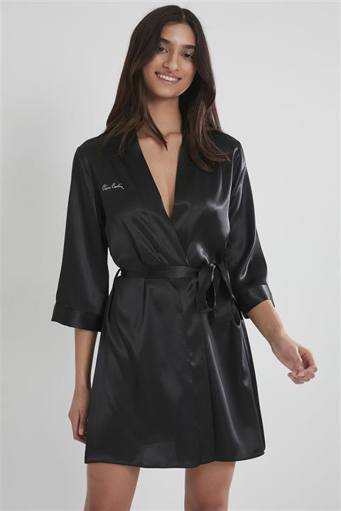 Pierre Cardin Kadın Saten Sabahlık - 1010 Siyah