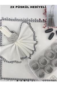 miraç tekstil Peçete Yüzük Halkası Burgulu 6'lı Set Gümüş