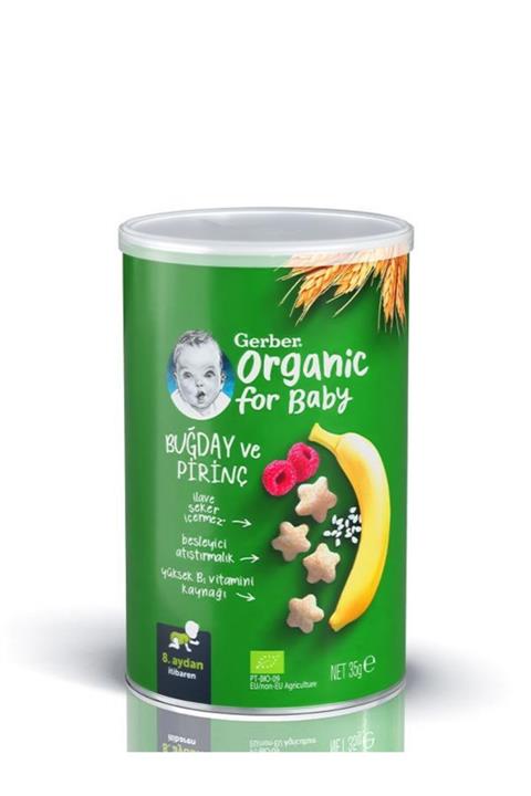 GERBER Organik Pirinçli Buğdaylı Muzlu Bebek Atıştırmalığı 35gr