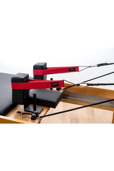 RAINBO Reformer Pilates Için Double Straps Ikili El Ayak Straps'i Düz Kırmızı Elcik