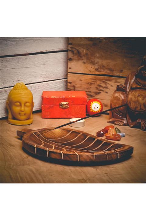 Mitr Dekoratif Yaprak Şeklinde Kayık Gül Ağacı Kayık Tütsülük