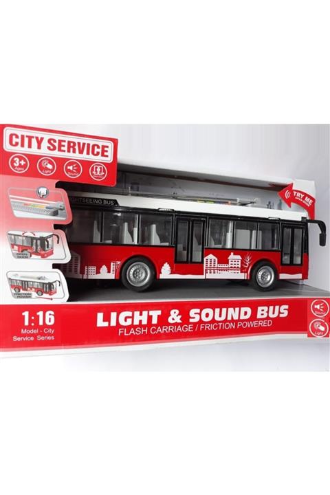 OYUNCAKSAHİLİ Troleybüs Işıklı Sesli Kırılmaz Büyük Oyuncak Otobüs Kapı Açılır