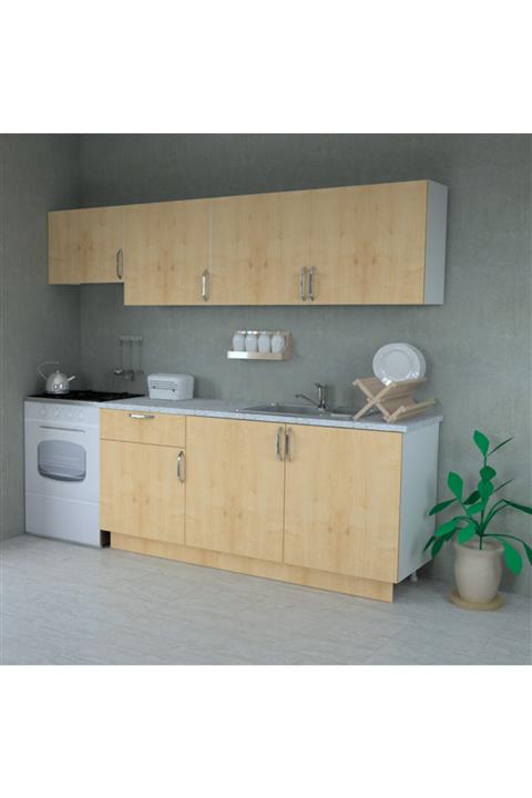 MOBİLİQUE 240 Cm Ahşap Desenli Hazır Mutfak