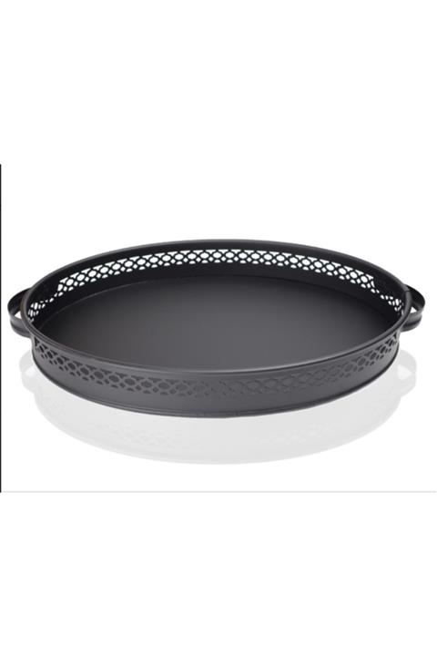 EVSTYLE Siyah Oval Metal Tepsi