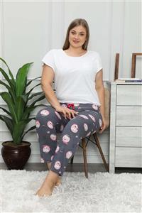 modalove Kadın Desenli Mevsimlik Büyük Bedentek Pijama Altı