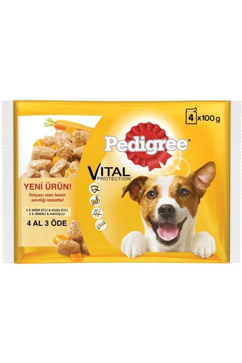 Pedigree Multipack Pouch Etli Çşt Ve Havuçlu Yetişkin Köpek Maması 13'lü 4 X 100 Gr