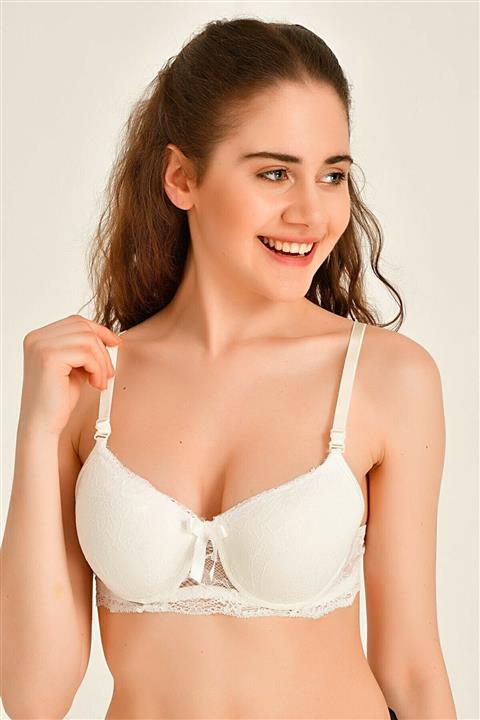 Belifanti Collection Dantelli Desteksiz Sütyen Ekru