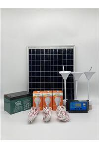 Altay solar 25 Watt Monokristal Panelli Güneş Enerji Seti 3 Ampüllü Solar Aydınlatma Ve Telefon Şarj