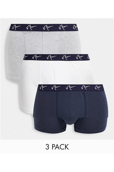 New Look 3'lü Set Pamuklu Desenli Lastik Erkek Boxer