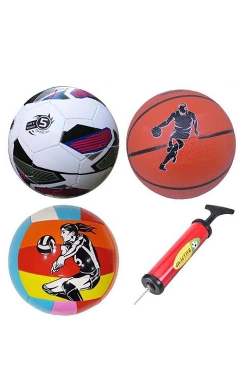 Efe Toys Çocuk Futbol Topu Voleybol Topu Basketbol Topu Seti + Pompa