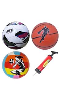 Efe Toys Çocuk Futbol Topu Voleybol Topu Basketbol Topu Seti + Pompa