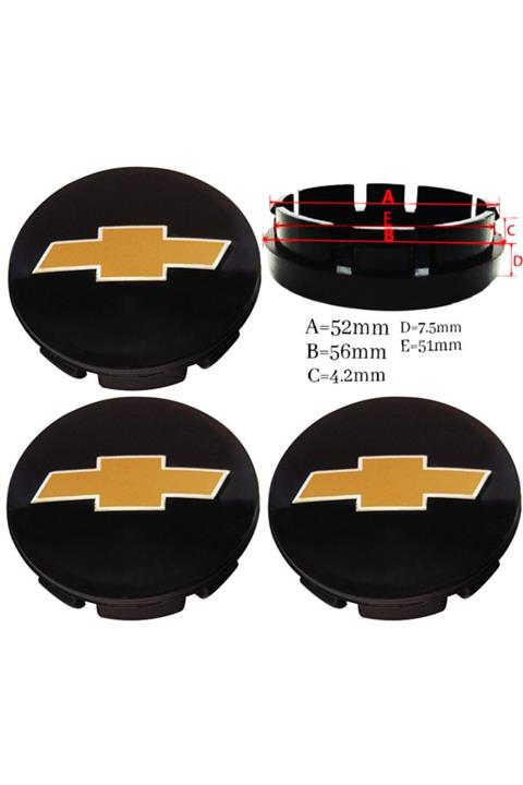 Chevrolet Jant Göbek Arması 56*52mm Siyah Sarı Dört Adet 8921d