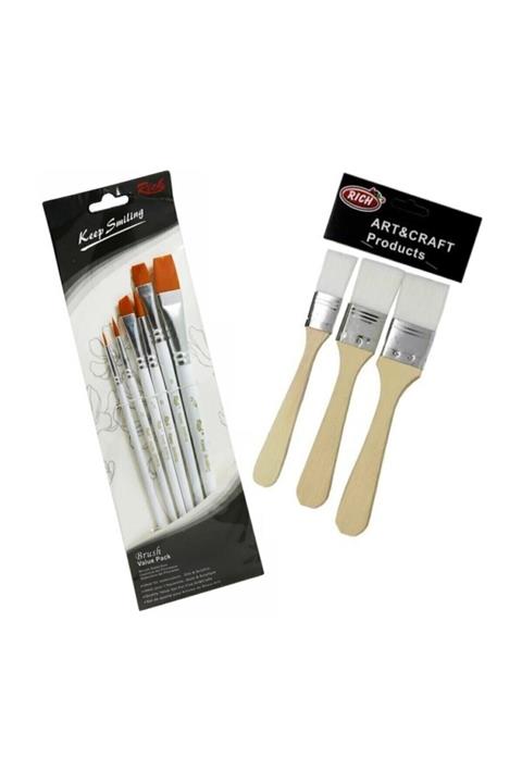 Rich Keep Smile 6'lı Set Fırça + 3'lü Beyaz Kıl Fırça