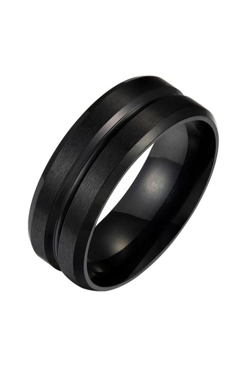 Chavin Mat Siyah ipc Kaplama Bayan Erkek Çelik Yüzük ehy-dp50