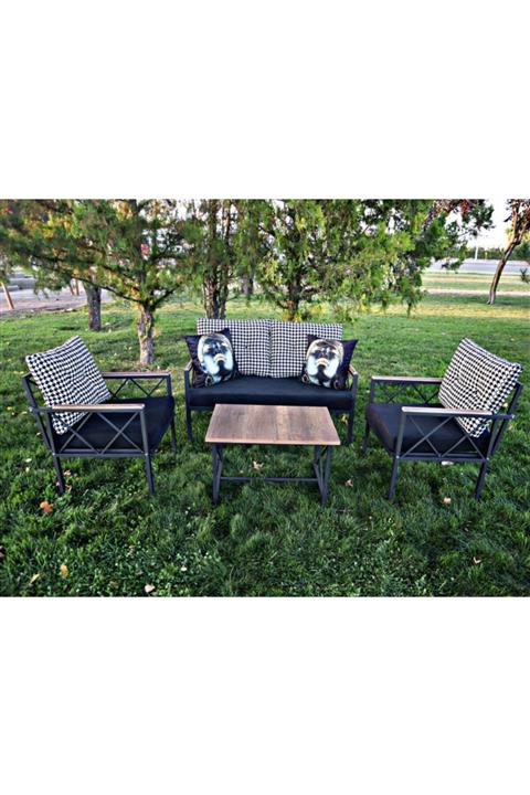 Sosyal Medya Dekorasyon Balkon, Cafe, Ofis, Bahçe Mobilyası 2+1+1 Takımı