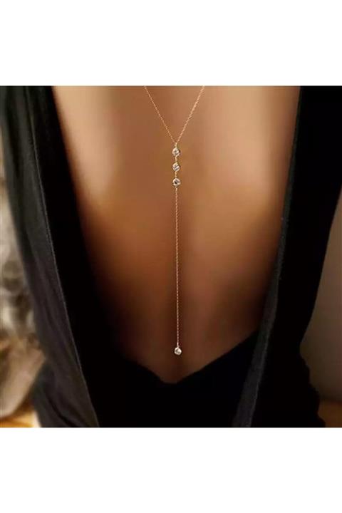 Fenomenya Altın Renk Kadın Sırt Kolyesi