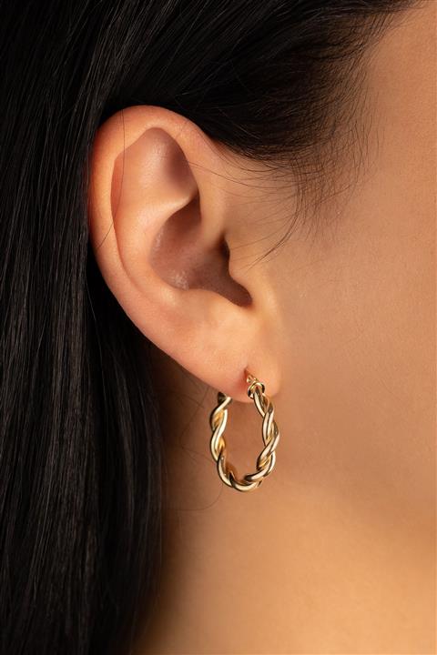 YAVUZ KUYUMCULUK Altın Burgu Kalın Halka Küpe