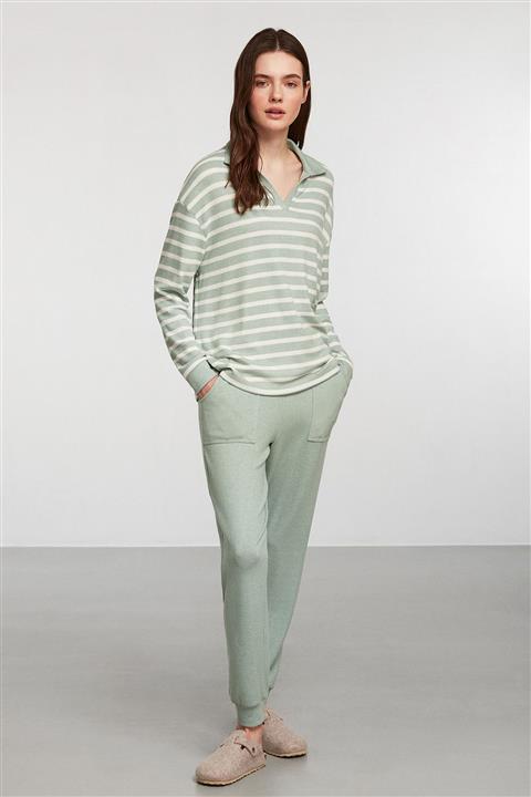 Catherine's Mint Yeşili V Yaka Örme Pijama Takım