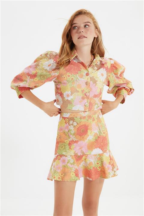 TRENDYOLMİLLA Çok Renkli Fırfırlı Etek TWOAW22ET0092