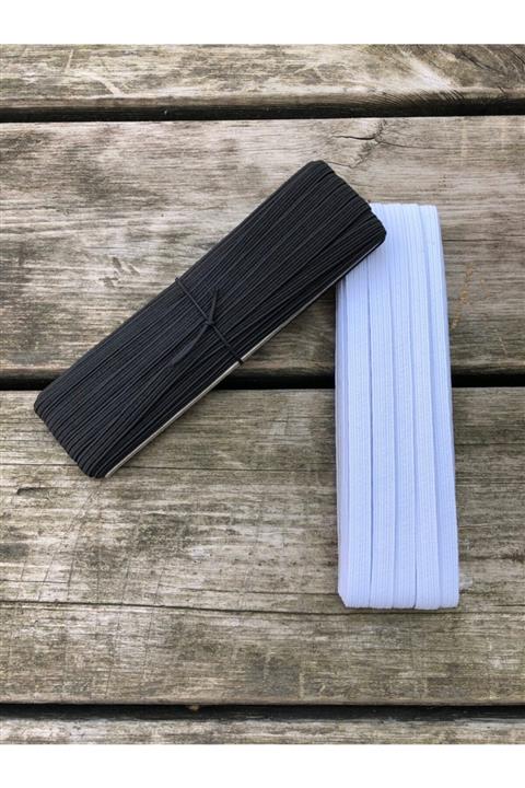 Kreatif Mağaza 10m Siyah Ve 10m Beyaz Yassı Paça Don Lastiği